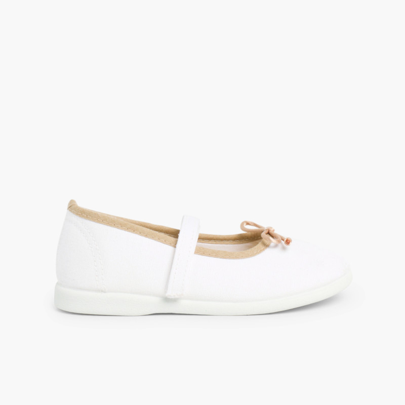 Babies pour fille à scratch fin et ruban Blanc