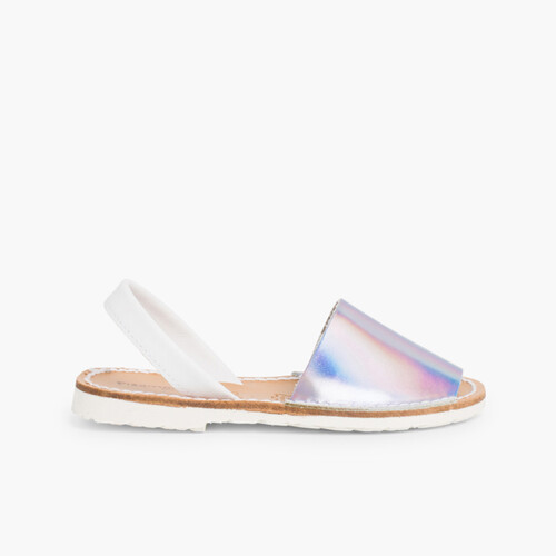 Avarca en cuir Napa Miroir Édition Spéciale Semelle Blanche Argent
