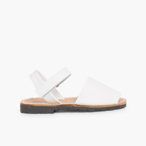 Sandales Avarcas cuir nappa et à scratch pour Enfant  Blanc