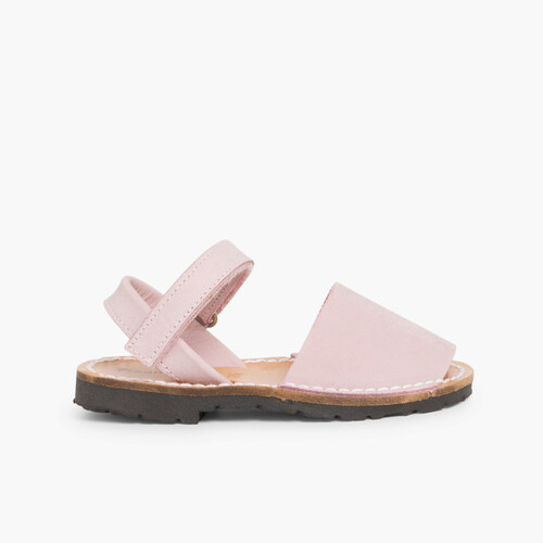 Sandales Avarcas Nubuck avec à scratch pour Enfant Rose