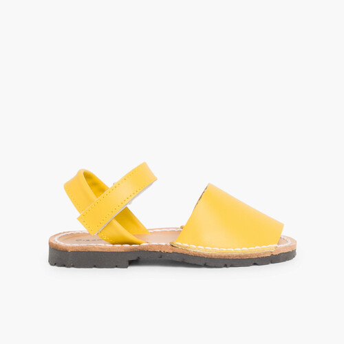 Sandales Avarcas cuir nappa et à scratch pour Enfant  Jaune