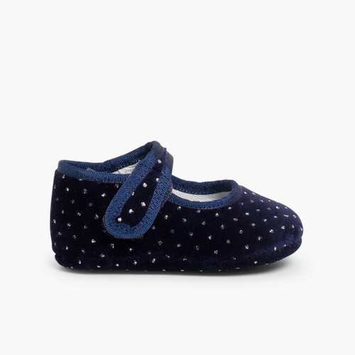 Babies pour bébé en velours avec strass Bleu Marine