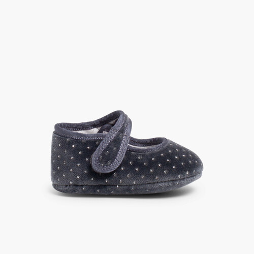Babies pour bébé en velours avec strass Gris