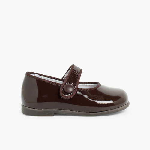 Chaussures à boucle Fille Cuir Verni à scratch Marron