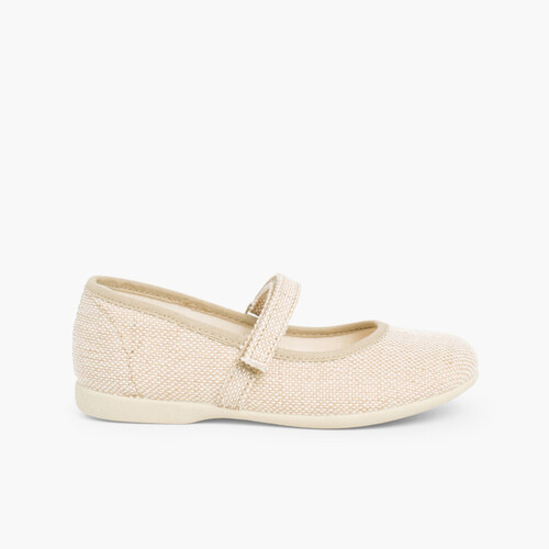 Chaussures babies en Lin avec à scratch fin pour filles Sable