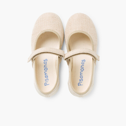 Chaussures babies en Lin avec à scratch fin pour filles Sable