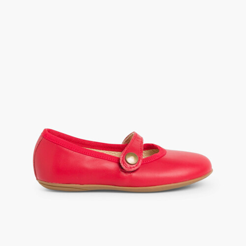 Chaussures à boucle Fille Cuir Couleurs Rouge