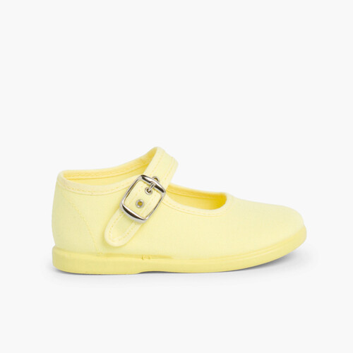 Chaussures en Toile avec Fermeture à boucle Jaune citron