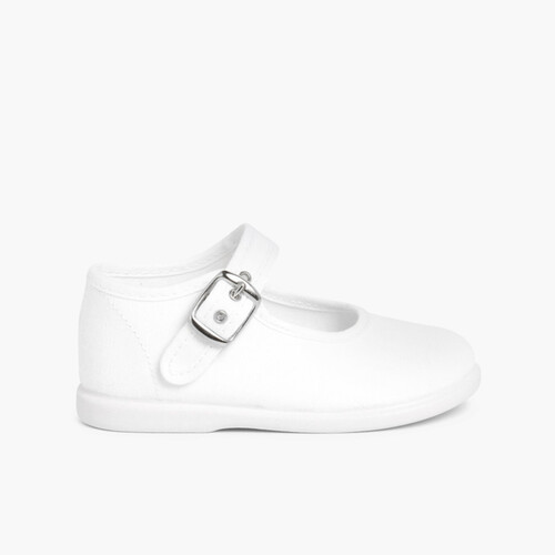 Chaussures en Toile avec Fermeture à boucle Blanc