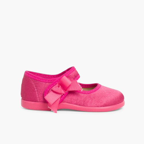 Chaussures Babies Satin à scratch pour Fille  Rose