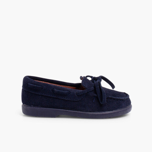 Mocassin en suède à ruban Bleu Marine
