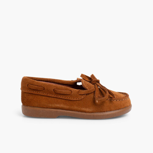 Mocassin en suède à ruban Chameau