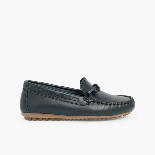 Mocassins en Cuir avec Lacets Bleu