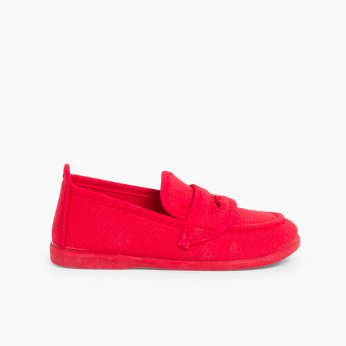 Mocassins en toile de Couleur unie pour garçons Rouge
