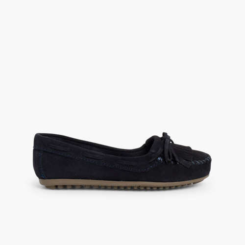 Mocassins à franges en suède fille et femme Bleu Marine