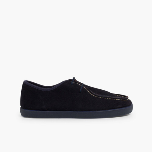 Chaussures bateau en suède Garçon et Adulte Bleu Marine