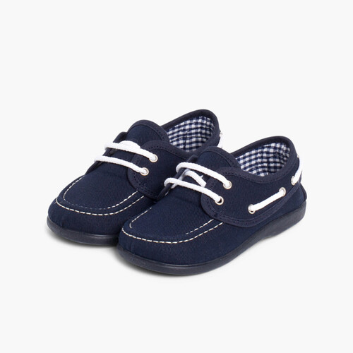 Chaussures Bateau en Toile avec Lacets  Bleu Marine