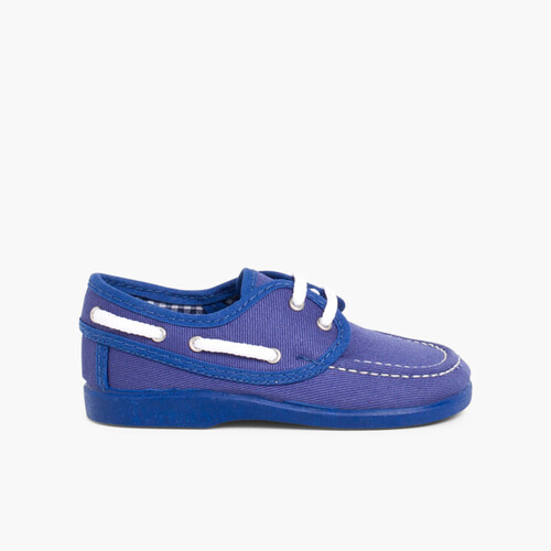 Chaussures Bateau en Toile avec Lacets  Bleu moyen