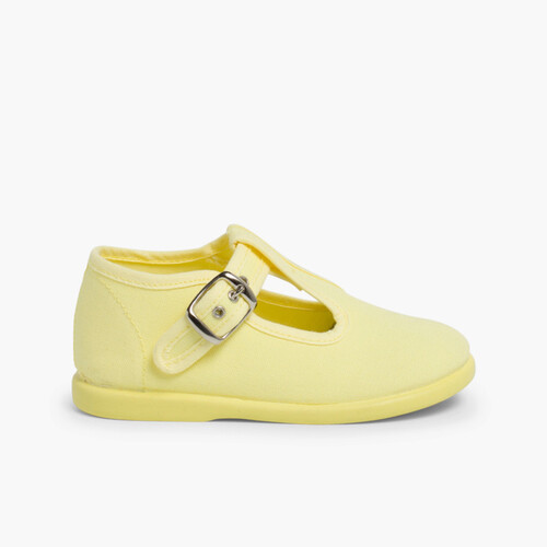 Salomés en toile avec fermeture à boucle Jaune citron