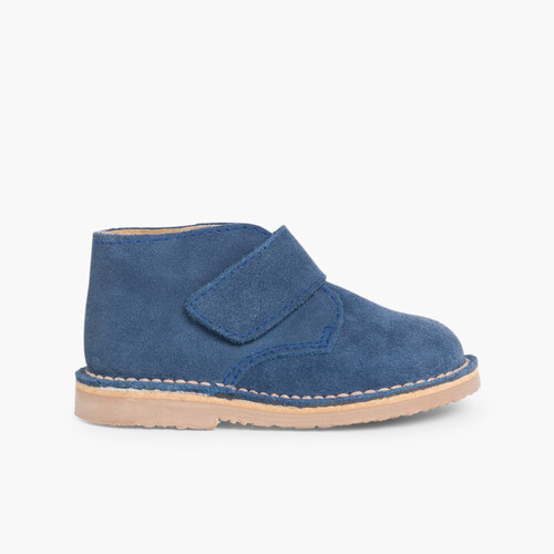 Suède Desert Boots Bottines Chukka à scratch pour Enfants Bleu moyen