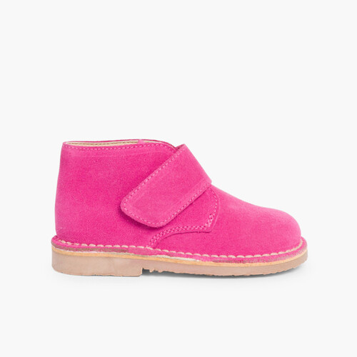 Suède Desert Boots Bottines Chukka à scratch pour Enfants Fucsia