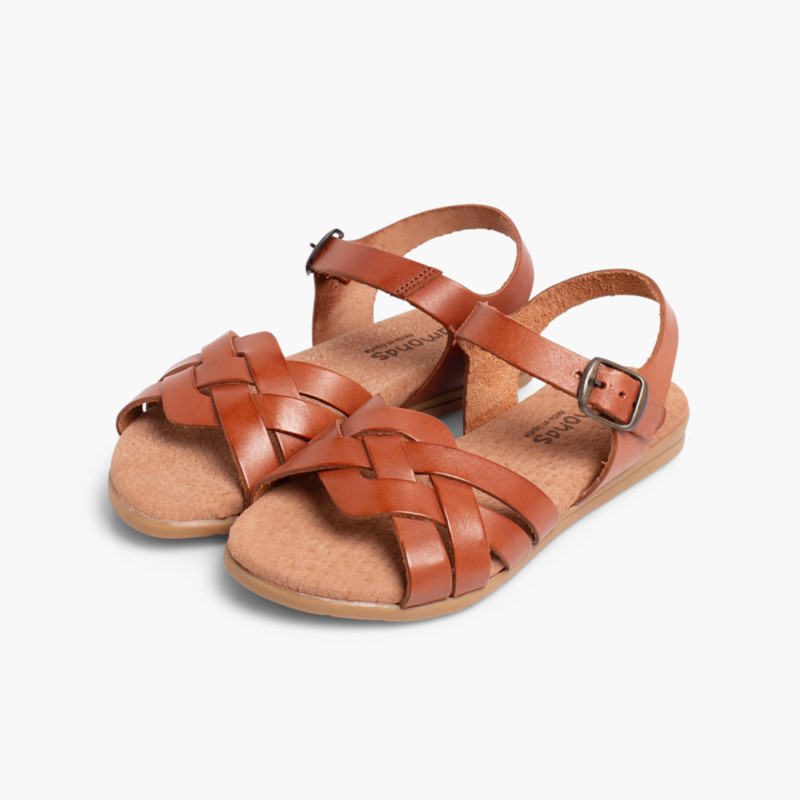 Sandales Fille et Femme avec Semelle en Gel Couleur Cuir