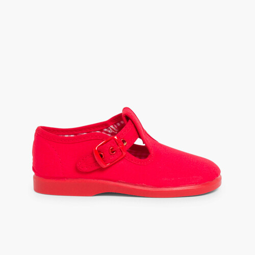 Sandales Salomés en toile  Rouge