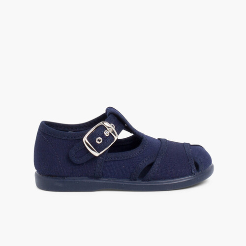 Salomés style sandales en toile Bleu Marine