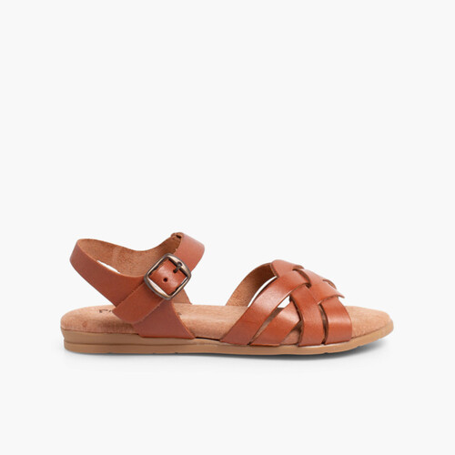Sandales Fille et Femme avec Semelle en Gel Couleur Cuir