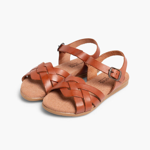 Sandales Fille et Femme avec Semelle en Gel Couleur Cuir