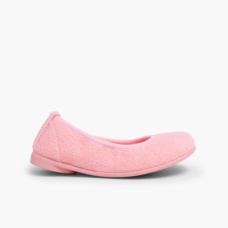 Chausson ballerine en Tissue Éponge pour filles Rose