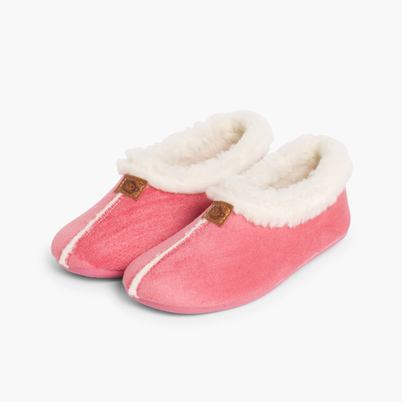 Chaussons Pantoufles Façon Peau de Mouton Rose