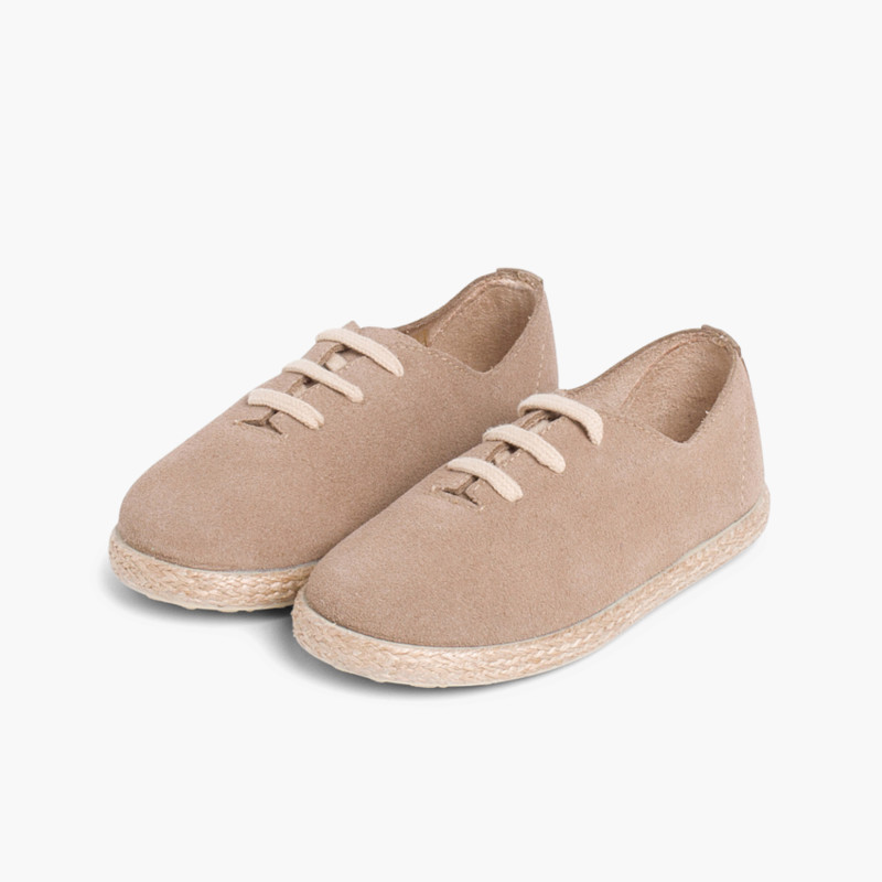 Tennis avec Lacets en Suède et Jute pour Enfant Sable