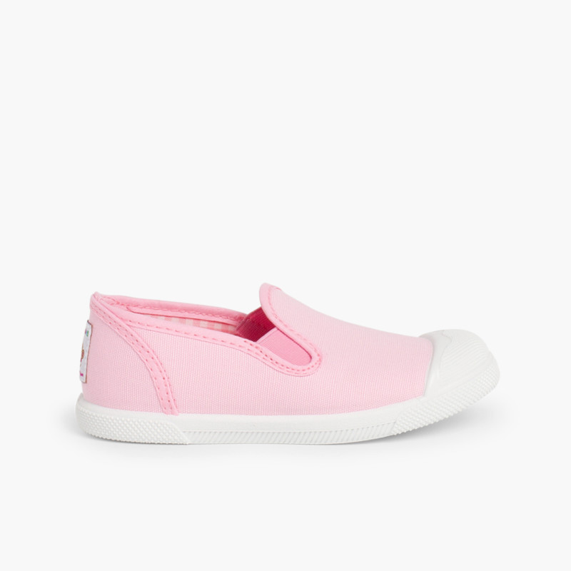 Tennis en Toile sans Lacet avec Élastique  Rose