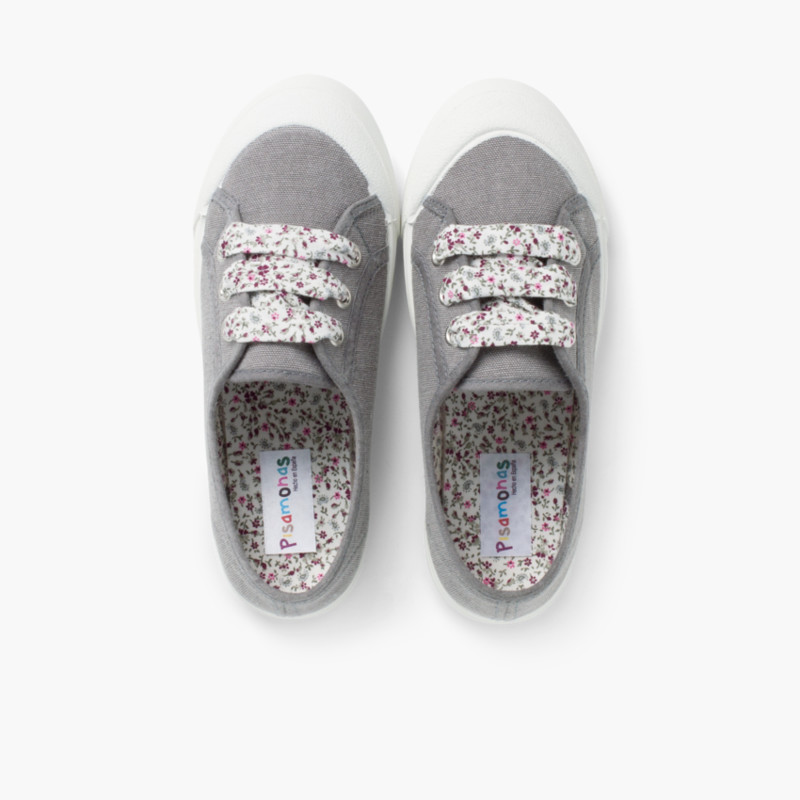 Tennis en Toile avec Lacets Gris