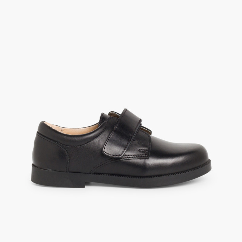 Chaussures d'école à scratch pour Garçon  Noir