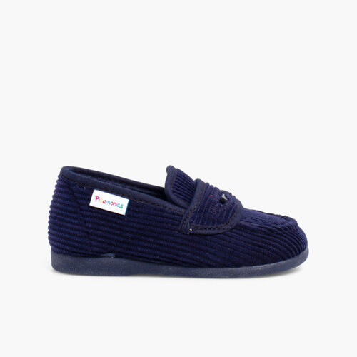 Chaussons-Mocassins en Velours Bleu Marine