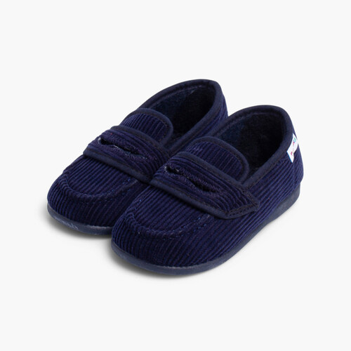 Chaussons-Mocassins en Velours Bleu Marine
