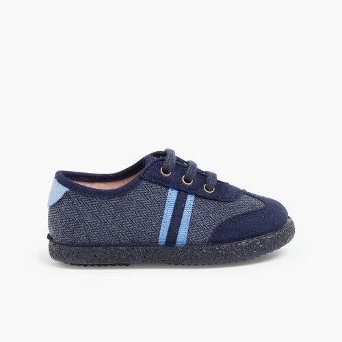 Tennis en Serratex avec lacets interchangeables Bleu moyen