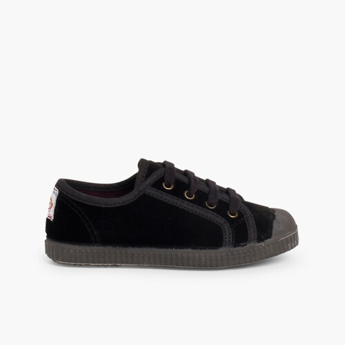 Baskets Enfants en velours avec lacets Noir