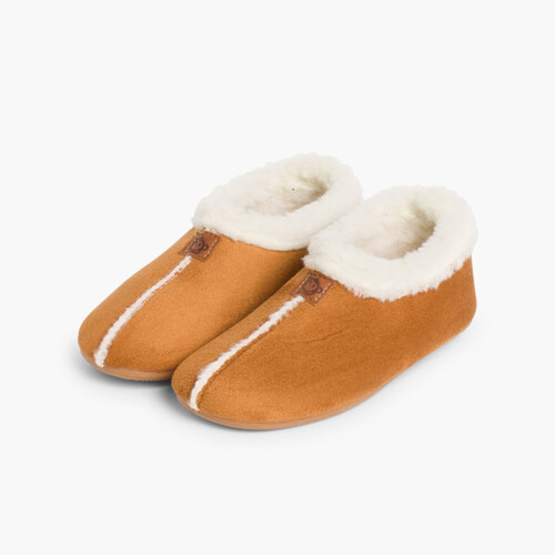 Chaussons Pantoufles Façon Peau de Mouton Chameau