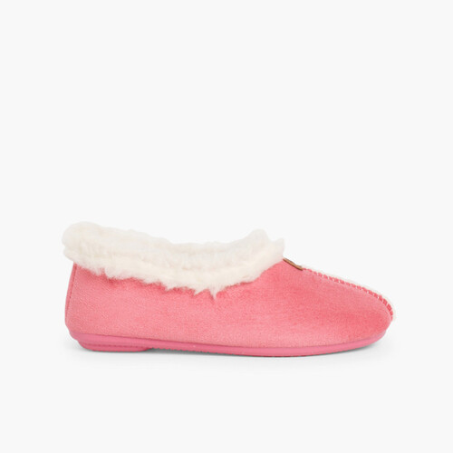 Chaussons Pantoufles Façon Peau de Mouton Rose