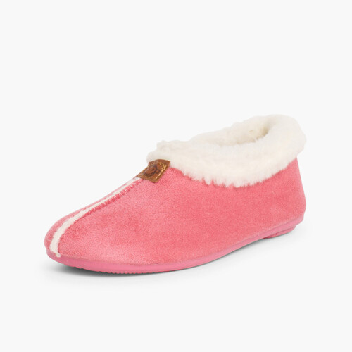 Chaussons Pantoufles Façon Peau de Mouton Rose