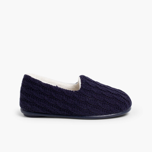 Chaussons en Laine pour Enfants Bleu Marine