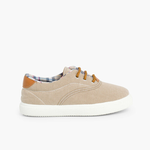 Baskets textile Contrast avec lacets Sable