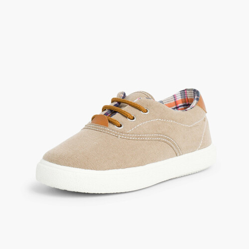 Baskets textile Contrast avec lacets Sable