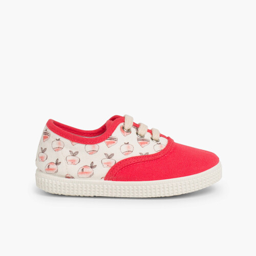 Baskets à lacets en toile imprimée motifs animaux Corail