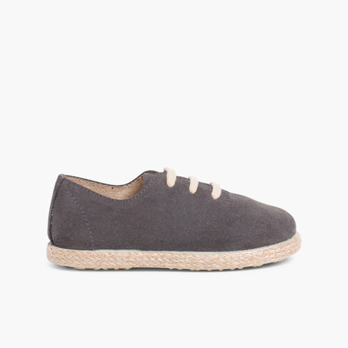 Tennis avec Lacets en Suède et Jute pour Enfant Gris