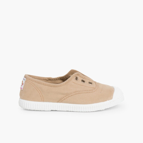 Tennis en Toile avec Bout Caoutchouc Sans Lacets Sable