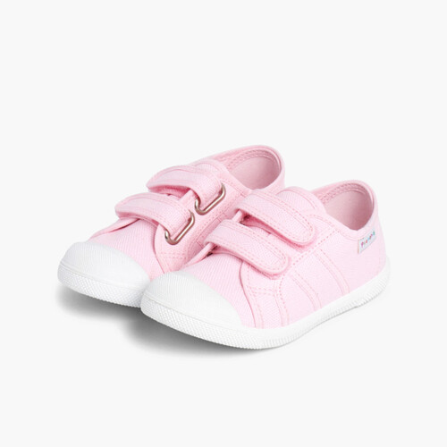 Baskets en Toile avec Scratchs pour Enfant Rose